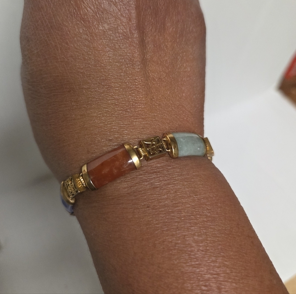 Multi-color Jade Bars Link Bracelet
